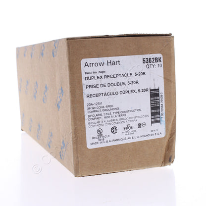 10 Eaton Black Heavy Duty Grade Duplex Receptacle Outlets 5-20R 20A 125V 5362BK
