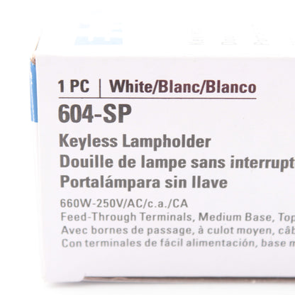 Eaton 604-SP Porcelain Ceiling Lampholder Keyless Light Socket 660W 4-Terminal