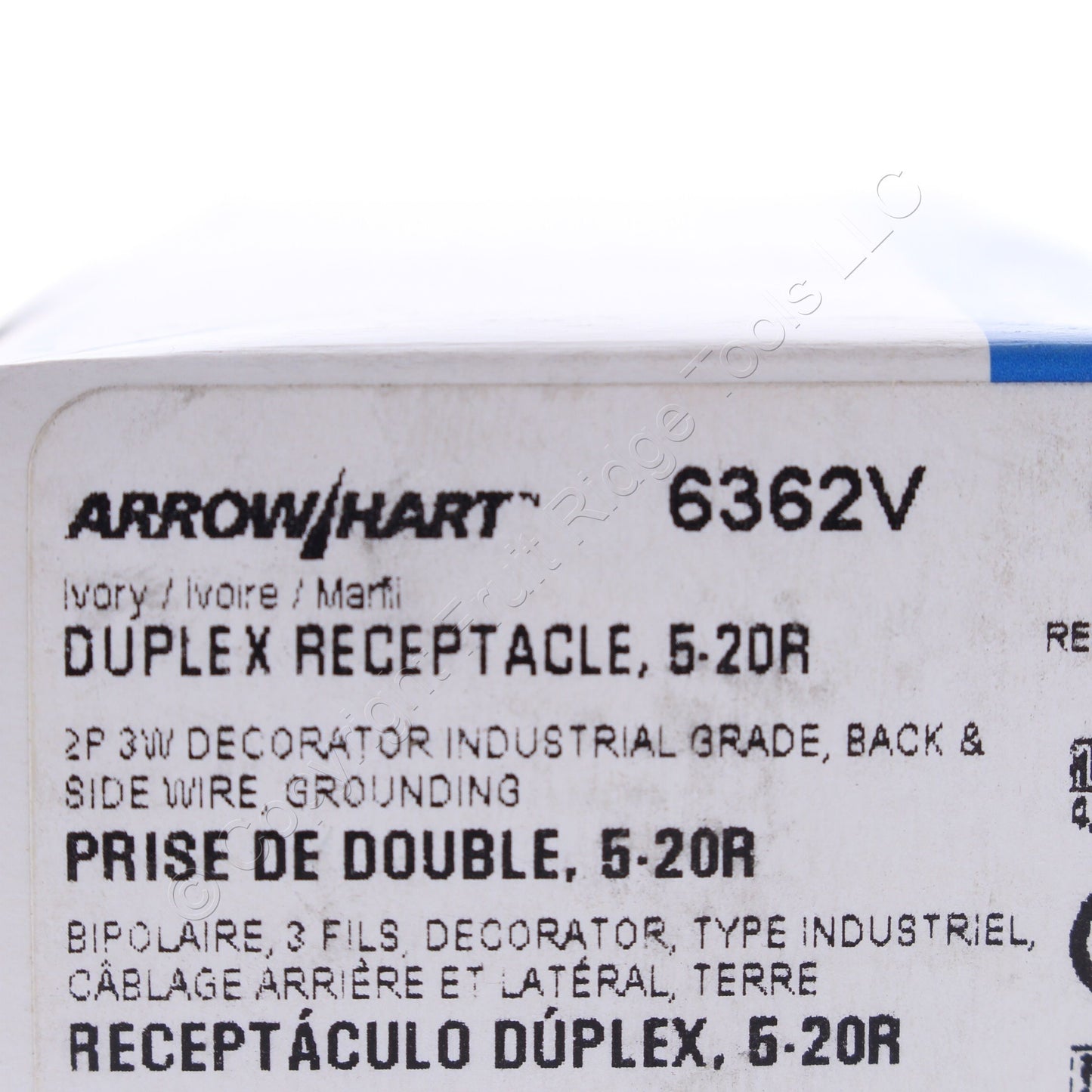Eaton Ivory Industrial Decorator Wing Receptacle Duplex Outlet 5-20R 20A 6362V