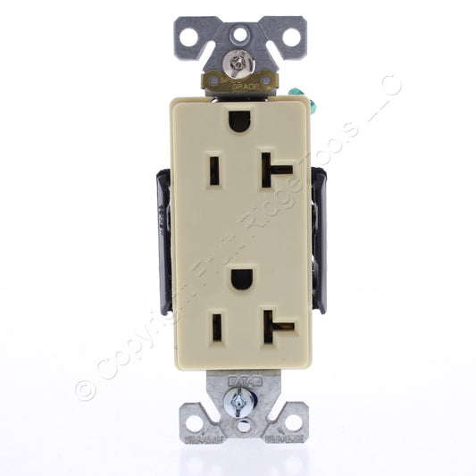 Eaton Ivory Industrial Decorator Wing Receptacle Duplex Outlet 5-20R 20A 6362V