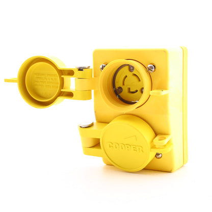Eaton Yellow Watertight Duplex Locking Outlet Flid Lid L7-15R 15A 277V 65W34DPLX