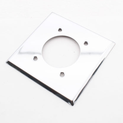 Eaton 68 Chrome 2-Gang Power Outlet 2.15" Chrome Plated Steel Wallplate Cover