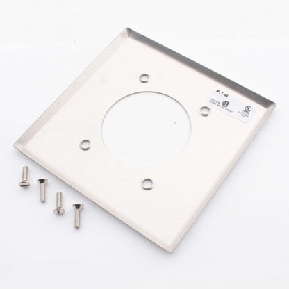 Eaton 68 Chrome 2-Gang Power Outlet 2.15" Chrome Plated Steel Wallplate Cover