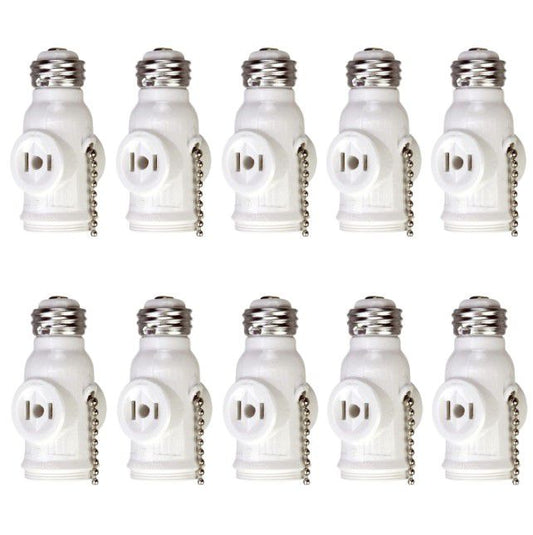 10 Eaton White Lampholder Light Socket Adapters Pull Chain Outlet Receptacle