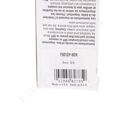 Eaton 7501GY Gray 15A Single Pole Decorator Rocker Light Switch 120/277V