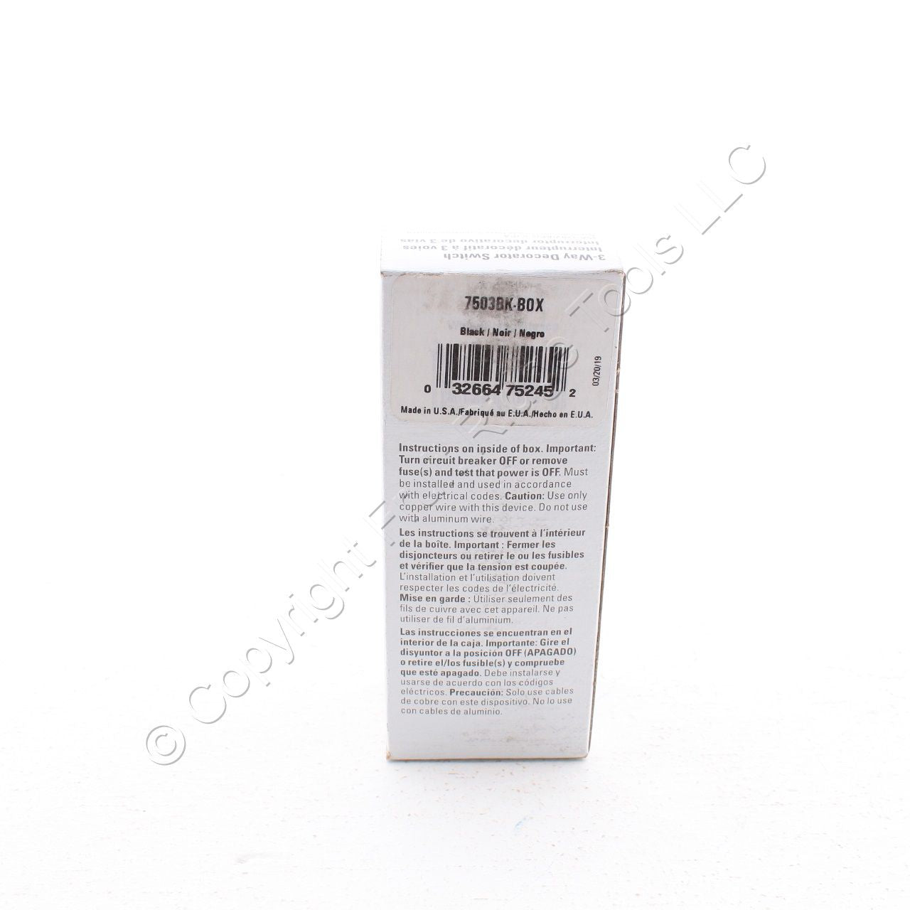 Eaton Black Residential Decorator Rocker Wall Light Switch 3-Way 15A 7503BK
