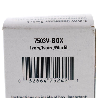 Eaton Ivory Residential 3-Way Decorator Rocker Light Switch 15A 7503V Boxed