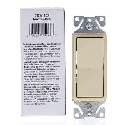 Eaton Ivory Residential 3-Way Decorator Rocker Light Switch 15A 7503V Boxed