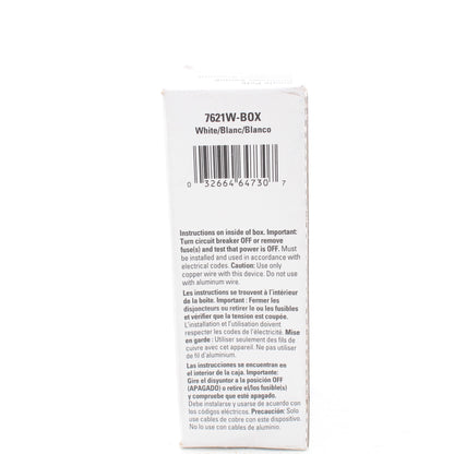 Eaton 7621W White Commercial Decorator Rocker Wall Light Switch 20A 120/277V