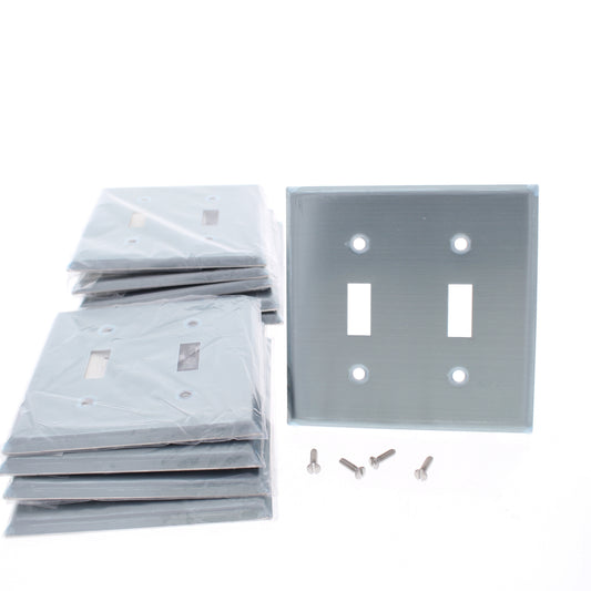 10 Eaton Non-Magnetic Stainless Steel 2Gang Toggle Switch Cover Wallplates 93072