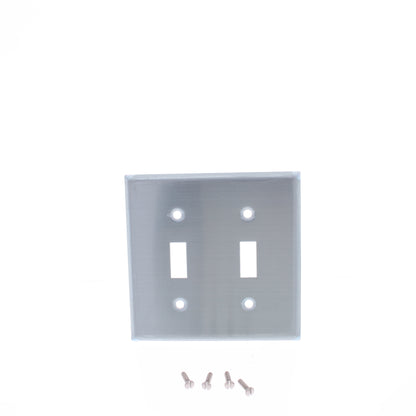 10 Eaton Non-Magnetic Stainless Steel 2Gang Toggle Switch Cover Wallplates 93072