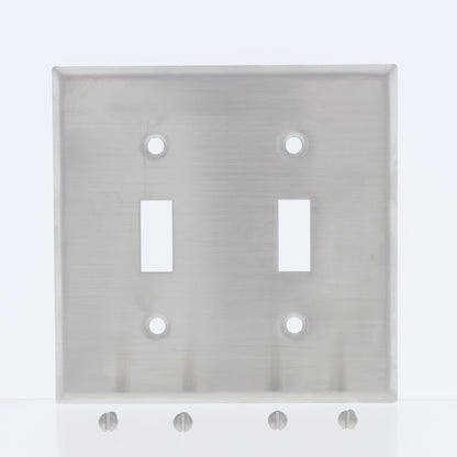Eaton Non-Magnetic Stainless Steel 2-Gang Toggle Switch Cover Wallplate 93072