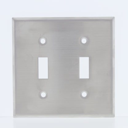 Eaton Non-Magnetic Stainless Steel 2-Gang Toggle Switch Cover Wallplate 93072