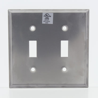 Eaton Non-Magnetic Stainless Steel 2-Gang Toggle Switch Cover Wallplate 93072