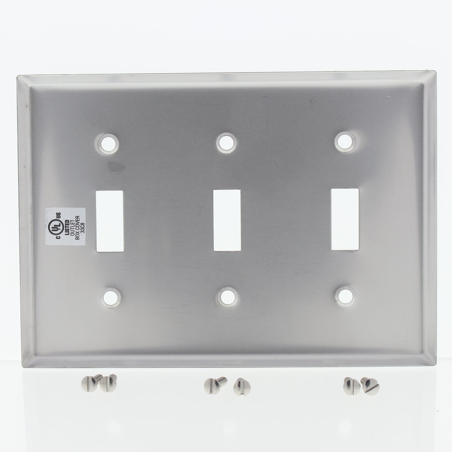 Eaton Non-Magnetic Stainless Steel 3-Gang Toggle Switch Cover Wallplate 93073