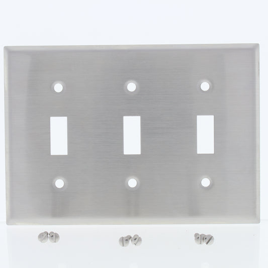 Eaton Non-Magnetic Stainless Steel 3-Gang Toggle Switch Cover Wallplate 93073
