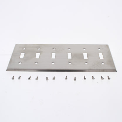 Eaton 93076 Non-Magnetic Stainless Steel 6-Gang Toggle Switch Cover Wallplate
