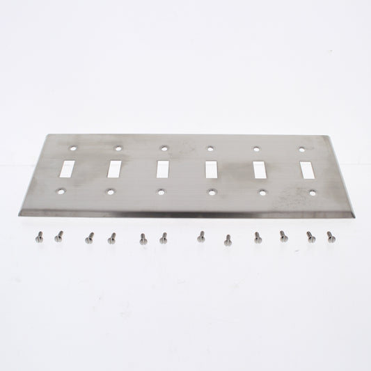 Eaton 93076 Non-Magnetic Stainless Steel 6-Gang Toggle Switch Cover Wallplate