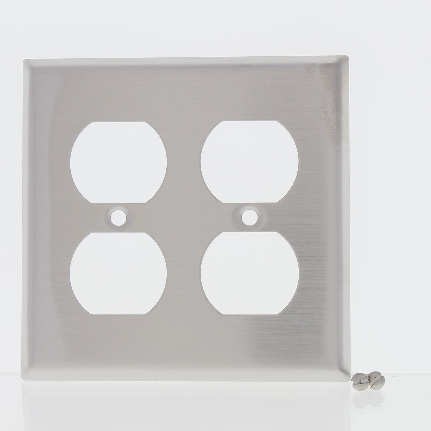 Eaton Stainless Steel 2G Duplex Receptacle Wallplate Outlet Flush Cover 93102