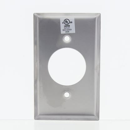 Eaton 1G Stainless Steel Receptacle Wallplate Single Outlet Cover 1.60" 93111