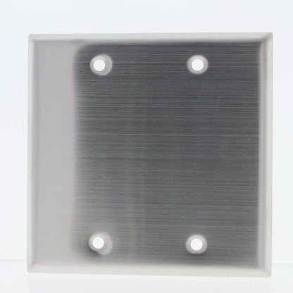 Eaton 93152 Non-Magnetic Stainless Steel 2-Gang Blank Cover Wall Plate Type 302