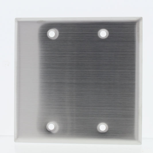 Eaton 93152 Non-Magnetic Stainless Steel 2-Gang Blank Cover Wall Plate Type 302