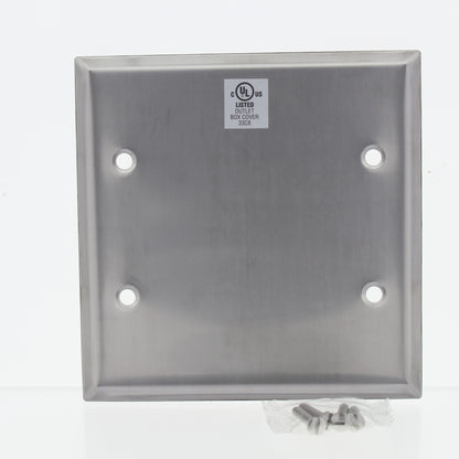 Eaton 93152 Non-Magnetic Stainless Steel 2-Gang Blank Cover Wall Plate Type 302