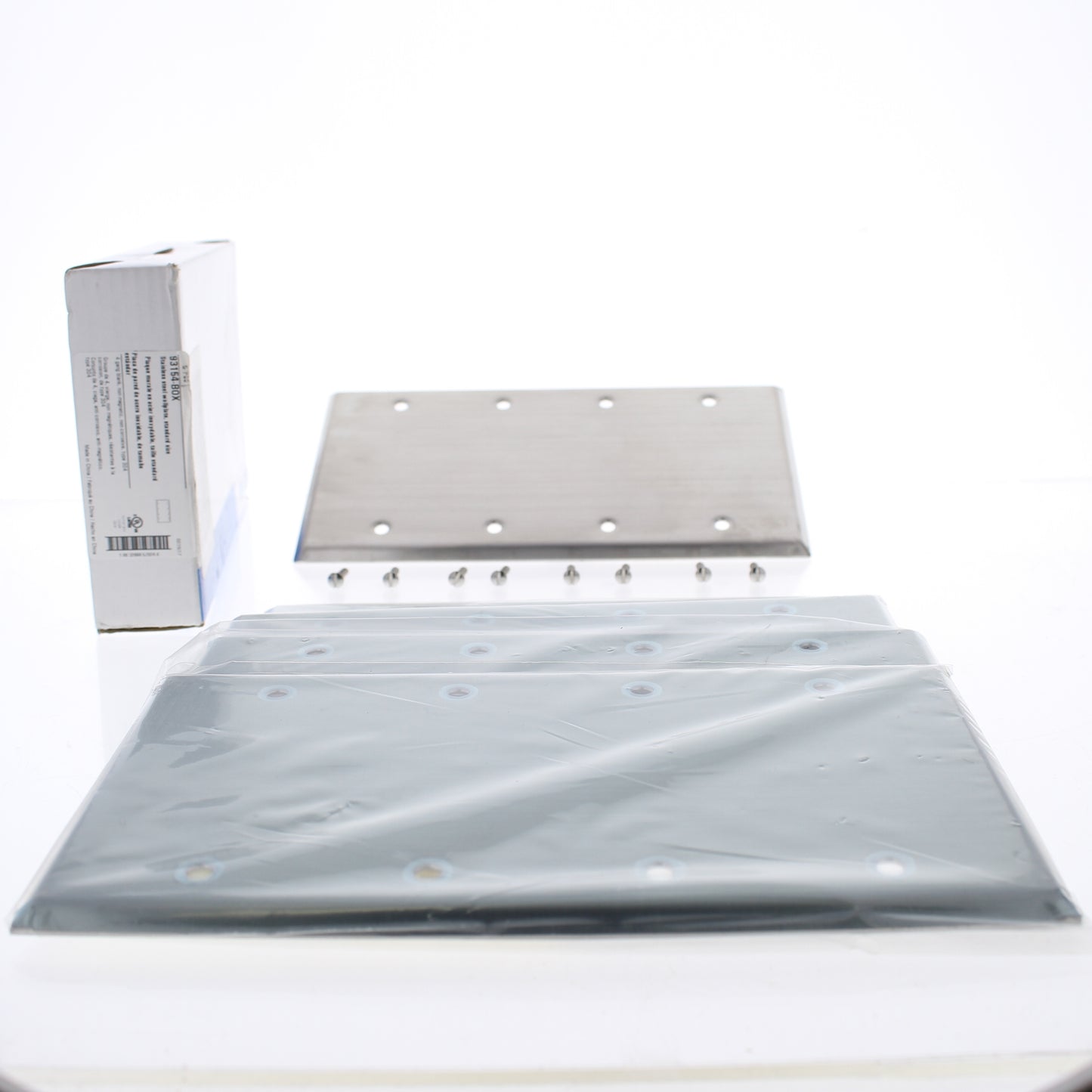 5 Eaton 4Gang NONMagnetic Stainless Steel Box Mount Blank Cover Wallplates 93154