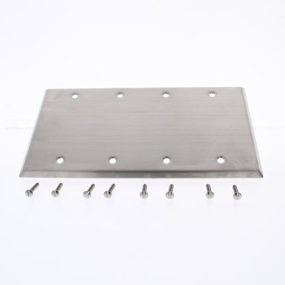 5 Eaton 4Gang NONMagnetic Stainless Steel Box Mount Blank Cover Wallplates 93154