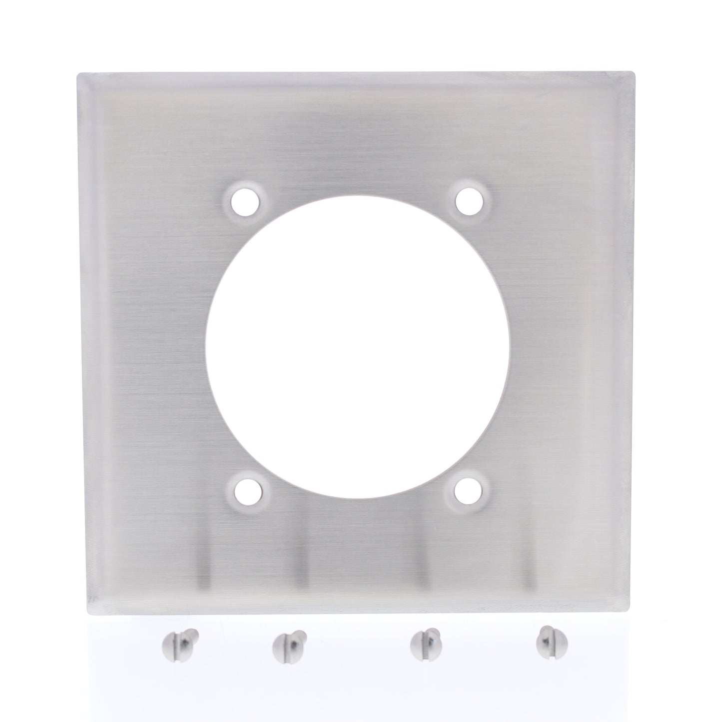 Eaton 93223 Stainless Steel 2-Gang 2.47" Hole Receptacle Non-Magnetic Wallplate