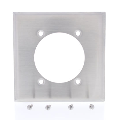 Eaton 93223 Stainless Steel 2-Gang 2.47" Hole Receptacle Non-Magnetic Wallplate