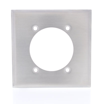 Eaton 93223 Stainless Steel 2-Gang 2.47" Hole Receptacle Non-Magnetic Wallplate