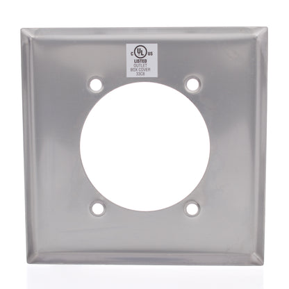 Eaton 93223 Stainless Steel 2-Gang 2.47" Hole Receptacle Non-Magnetic Wallplate