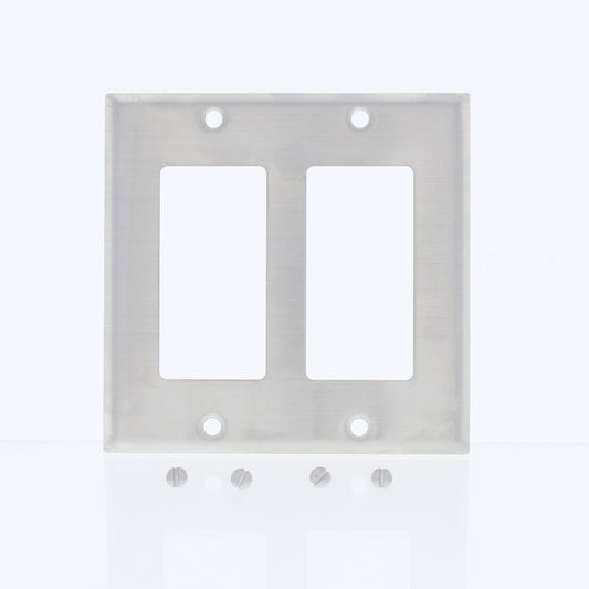 Eaton 93402 Stainless Steel 2-Gang  GFCI GFI Decorator Cover Wallplate Type 304