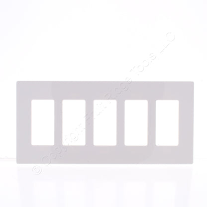 Eaton 9525WS White Satin 5-Gang Decorator Unbreakable Wallplate Rocker Cover