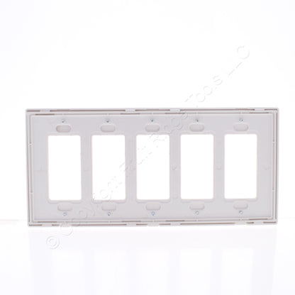 Eaton 9525WS White Satin 5-Gang Decorator Unbreakable Wallplate Rocker Cover