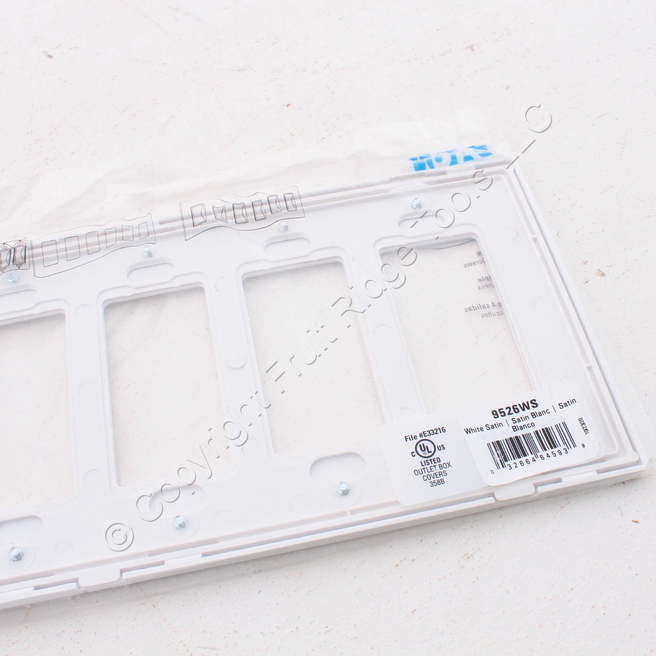 Eaton 9526WS White Satin Pale Gray 6-Gang Unbreakable Decorator Wallplate Cover
