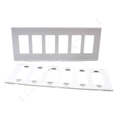 Eaton 9526WS White Satin Pale Gray 6-Gang Unbreakable Decorator Wallplate Cover