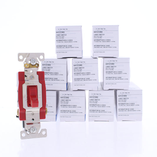 Eaton AH1223RD Red Industrial Grade 3-Way Toggle Light Switch 20A 120/277V 10pcs