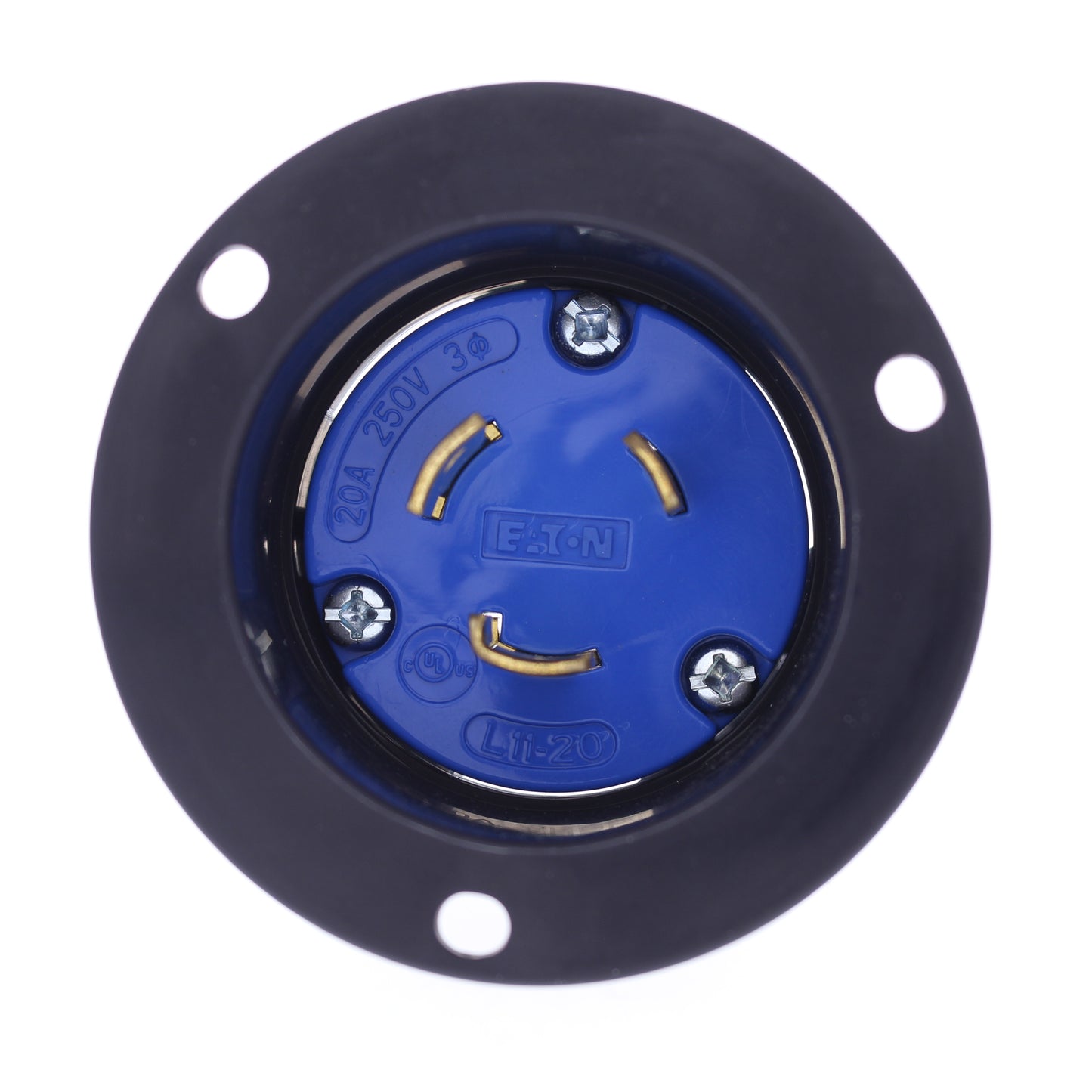Eaton Blue Twist Turn Locking Flanged Inlet Plug L11-20P 20A 250V AHCL1120FI