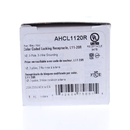 Eaton Turn Locking Receptacle Twist Lock Outlet  L11-20R 20A 250V 3� AHCL1120R