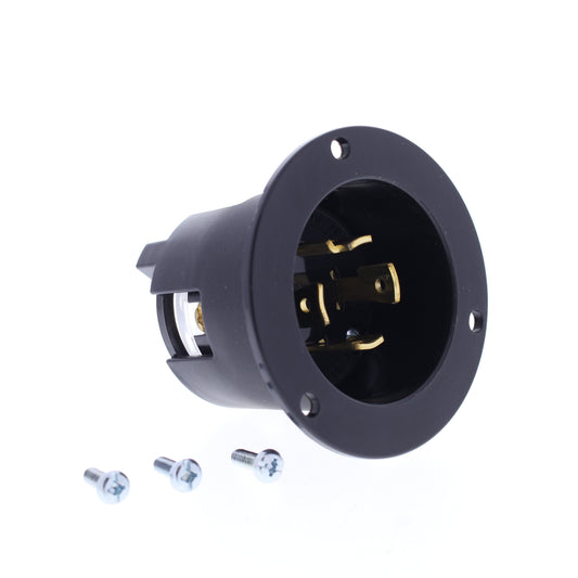 Eaton AHCL1730FI Black Twist Turn Locking Flanged Inlet NEMA L17-30P 30A 600V 3�
