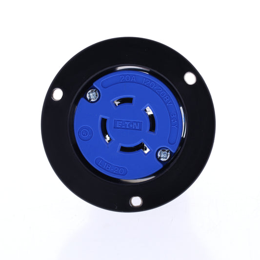 Eaton Blue Twist Turn Locking Flanged Outlet L18-20R 20A 120/208V 3�Y AHCL1820FO