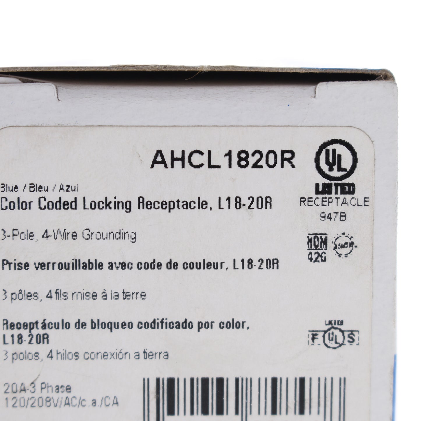 Eaton Locking Receptacle Turn Lock Outlet L18-20R 20A 120/208V 3�Y AHCL1820R