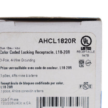 Eaton Locking Receptacle Turn Lock Outlet L18-20R 20A 120/208V 3�Y AHCL1820R
