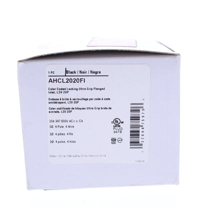 Eaton Black Twist Turn Locking Flanged Inlet L20-20P 20A 347/600V 3�Y AHCL2020FI