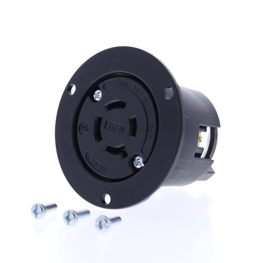 Eaton Black Turn Locking Flanged Outlet Nema L20-20R 20A 347/600V 3�Y AHCL2020FO