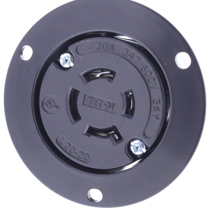 Eaton Black Turn Locking Flanged Outlet Nema L20-20R 20A 347/600V 3�Y AHCL2020FO