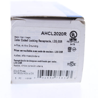 Eaton Turn Locking Receptacle Twist Outlet  L20-20R 20A 347/600V 3�Y AHCL2020R