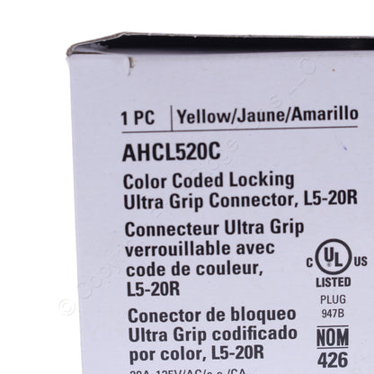 Eaton Yellow Locking Connectors Twist Lock NEMA L5-20 L5-20R 20A 125V AHCL520C